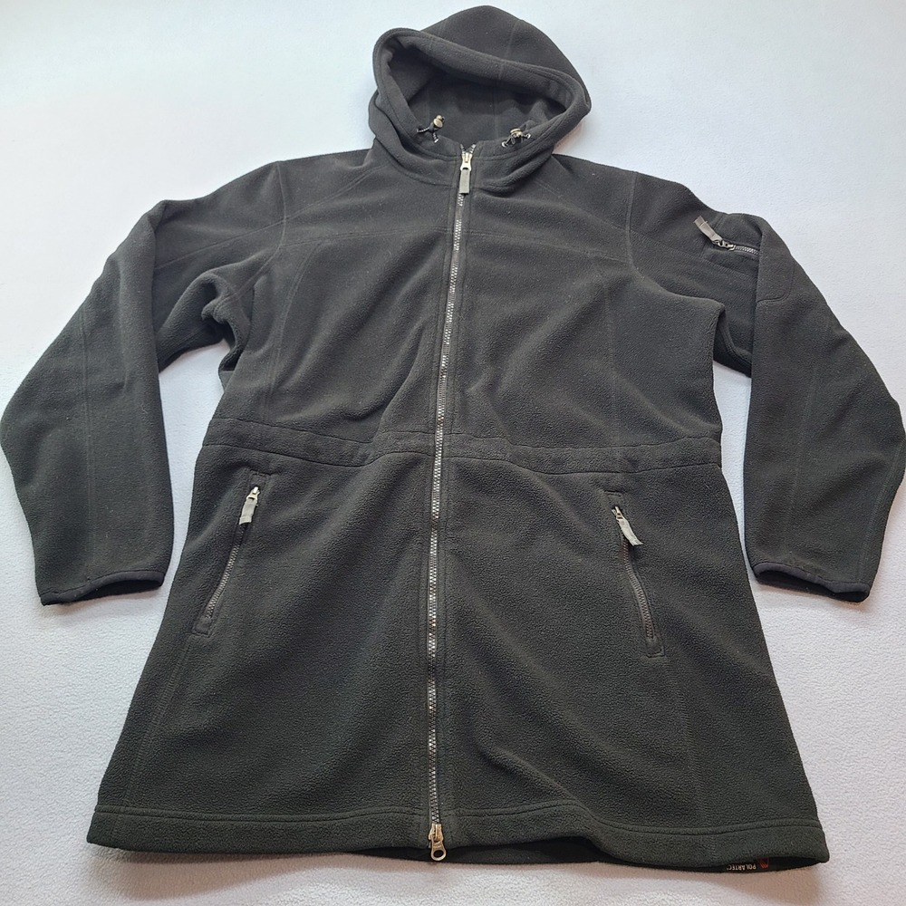 Lands End Fleece Jacket Womens 1X Black Excellent Polartec Aircore 200 Hoodie